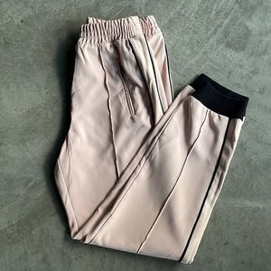 Zara pink tuxedo jogger w/ black piping